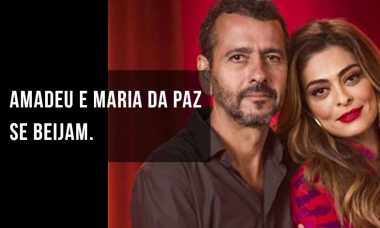 Amadeu e Maria da Paz se beijam. Hoje (10) em "A Dona do Pedaço"