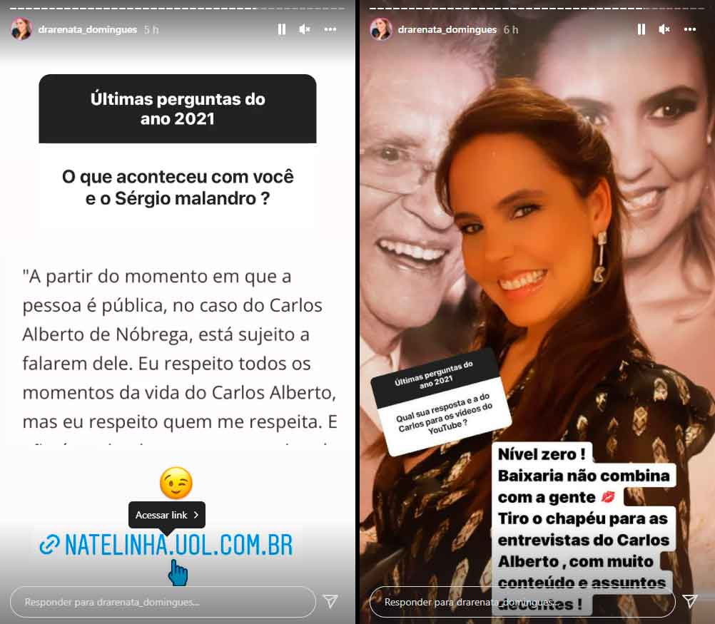 Atual mulher de Carlos Alberto rebate entrevista de Andréa Nóbrega a podcast de Sérgio Mallandro. Foto: Reprodução Instagram