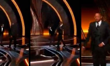 Will Smith sobe ao palco do Oscar e dá tapa em apresentador do Oscar. Foto: Reprodução Twitter