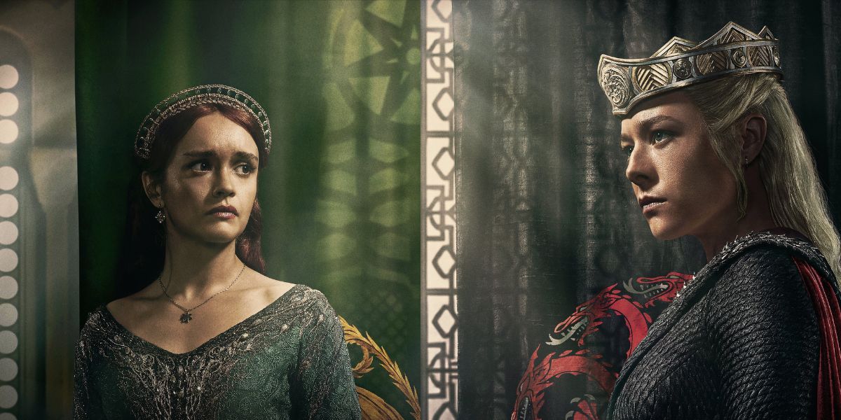 Emma D'Arcy (vpravo) a Olivia Cooke (vlevo), jako Rhaenyra Targaryen a Alicent Hightower na propagandistických plakátech druhé série "House of the Dragon". Foto: Reprodukce X @HBO