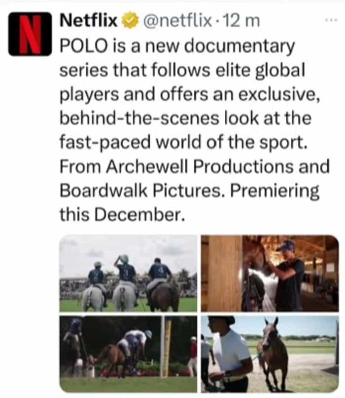 Netflix revela data de lançamento e alguns detalhes do documentário 'POLO' com Príncipe Harry (X - @Netflix)