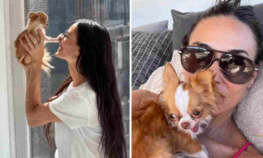 Aos 62 anos, Demi Moore surge de biquíni para celebrar aniversário de sua cachorrinha (Foto: Instagram)