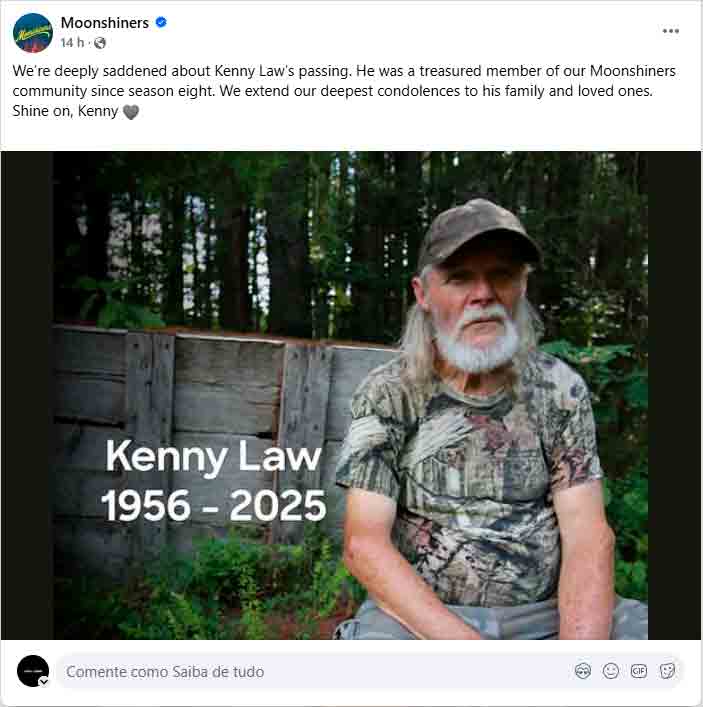 Kenny Law passes away. Photo: Facebook @MoonshinersTV