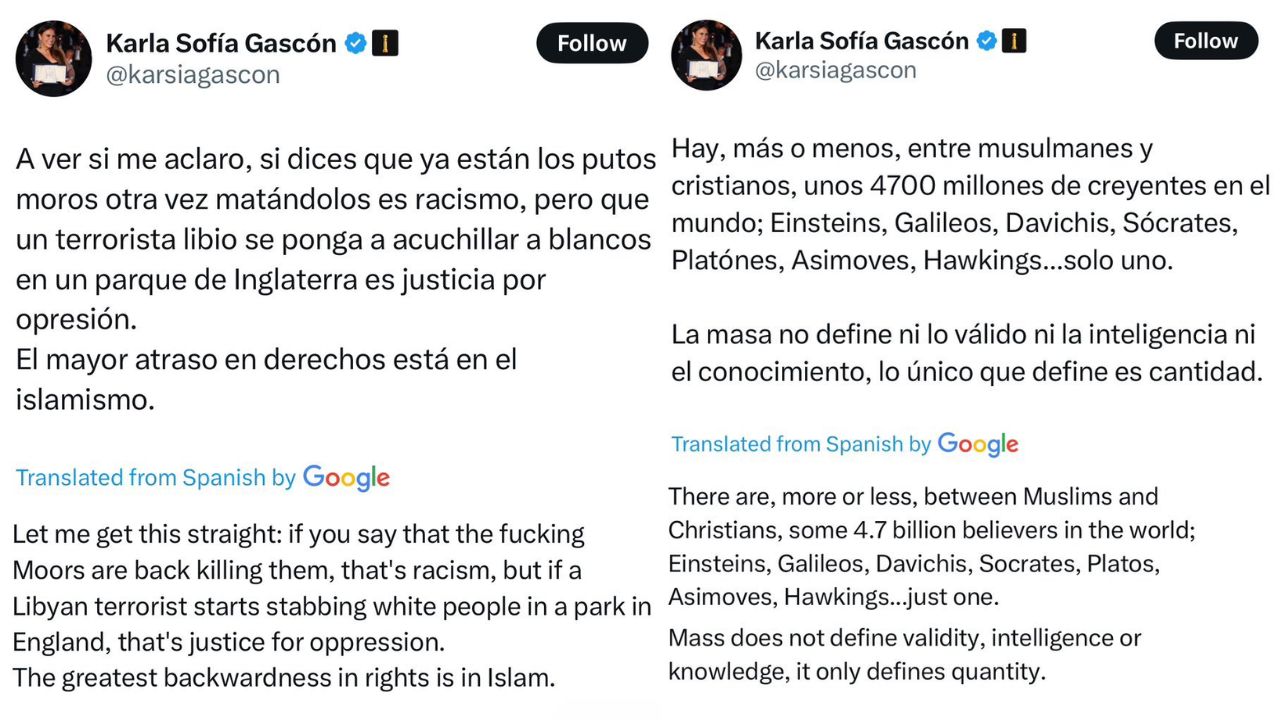 Karla Sofía Gascón se desculpa após polêmica envolvendo posts ofensivos