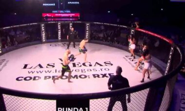 Transmissão de luta de MMA entre dois homens e três mulheres gera revolta na Romênia. Fotos e vídeo: Reprodução X @HappyPunch