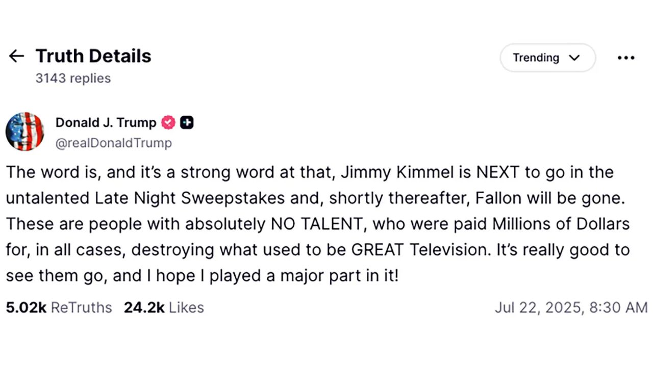 Donald Trump affirme que les émissions de Jimmy Kimmel et Jimmy Fallon seront les prochaines à être annulées