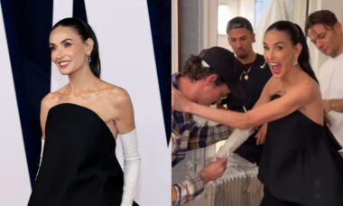 Demi Moore compartilha vídeo hilário tentando tirar luva nos bastidores do Glamour Women of the Year Awards
