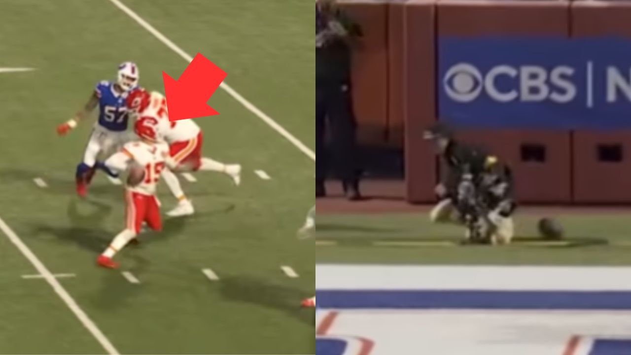 Patrick Mahomes acerta cinegrafista depois de errar passe para Travis Kelce e vídeo viraliza