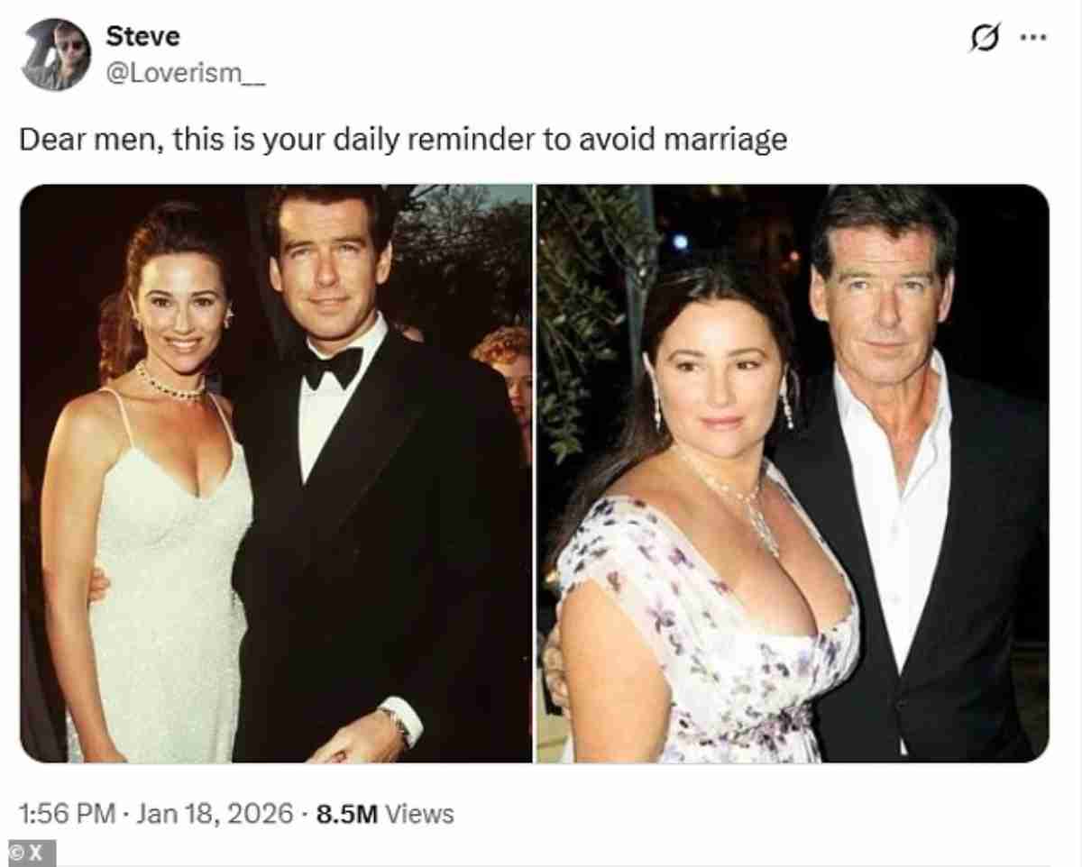 Pierce Brosnan et son épouse - reproduction Instagram