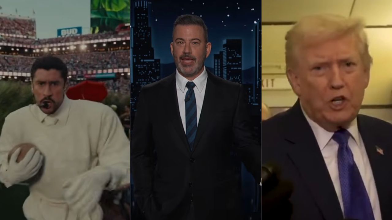 Jimmy Kimmel critica Donald Trump por atacar Bad Bunny após o show no Super Bowl