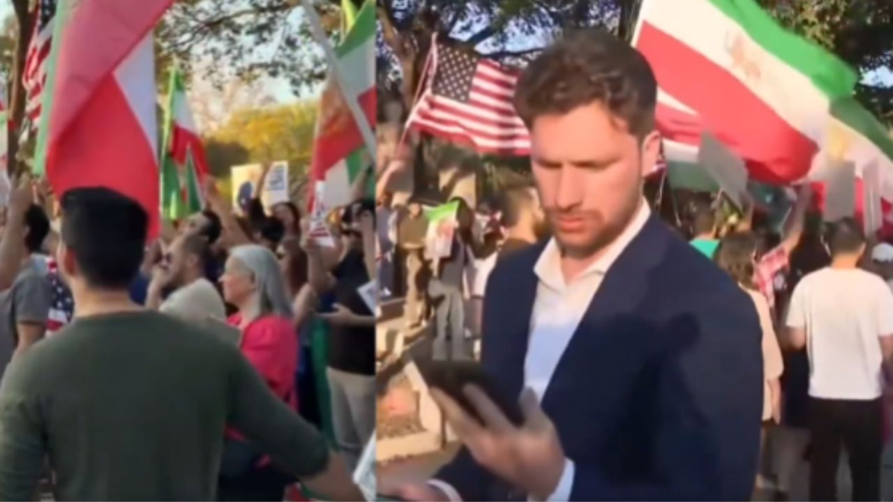 Reportér CBS vysílá živě z protestu pro Trumpa poté, co byl instruován jej ignorovat