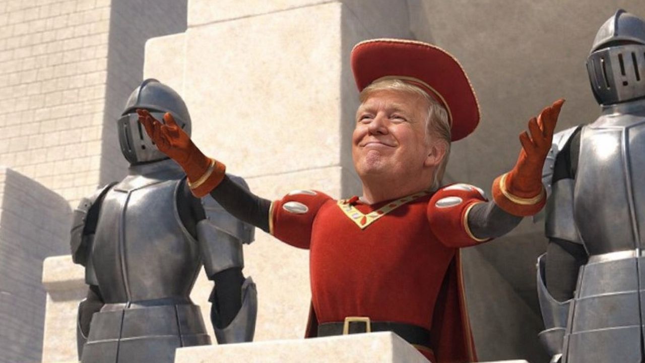 Trumpův projev o operaci proti Íránu je přirovnáván ke známému memu ze Shreka