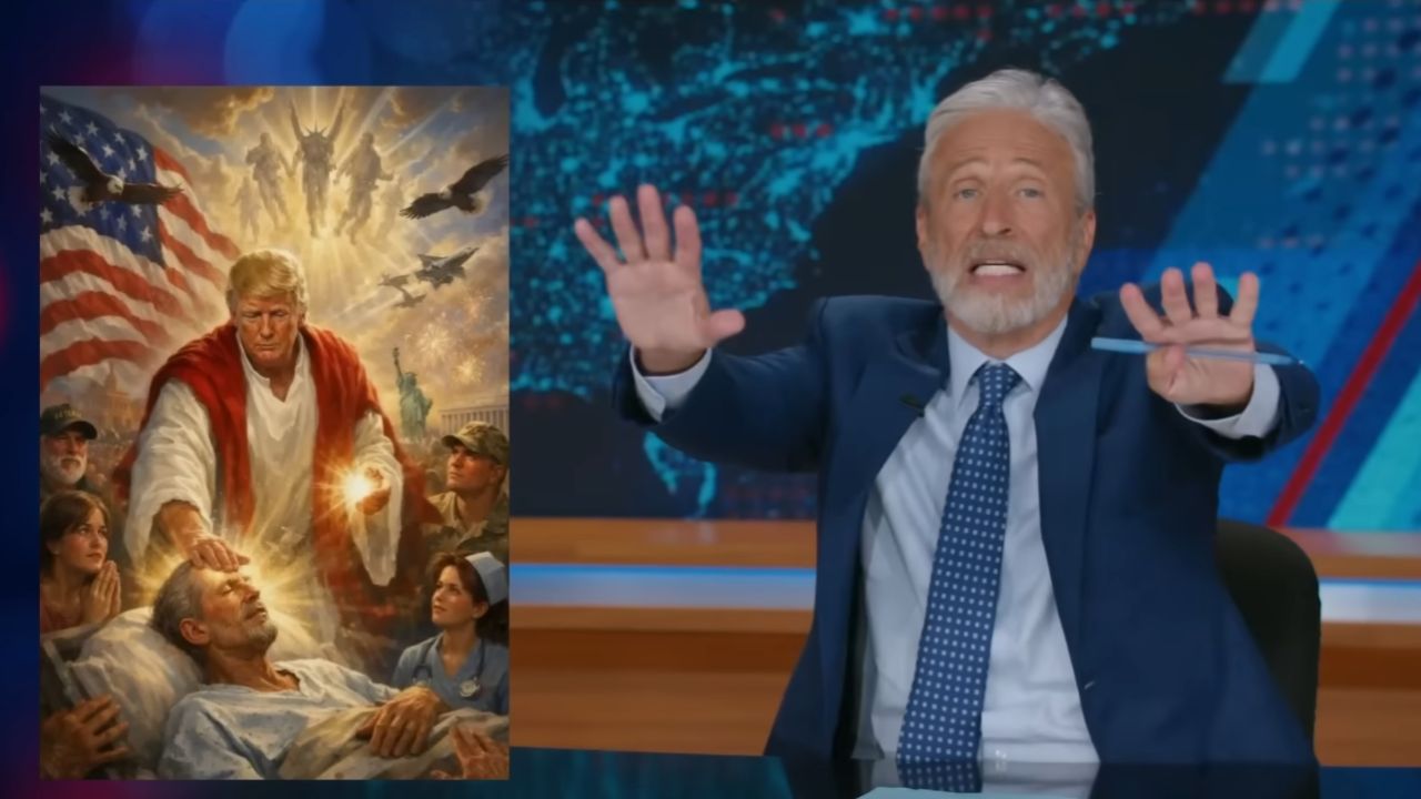 Jon Stewart est surpris de constater que l’homme « guéri » par Trump grâce à l’IA lui ressemble beaucoup