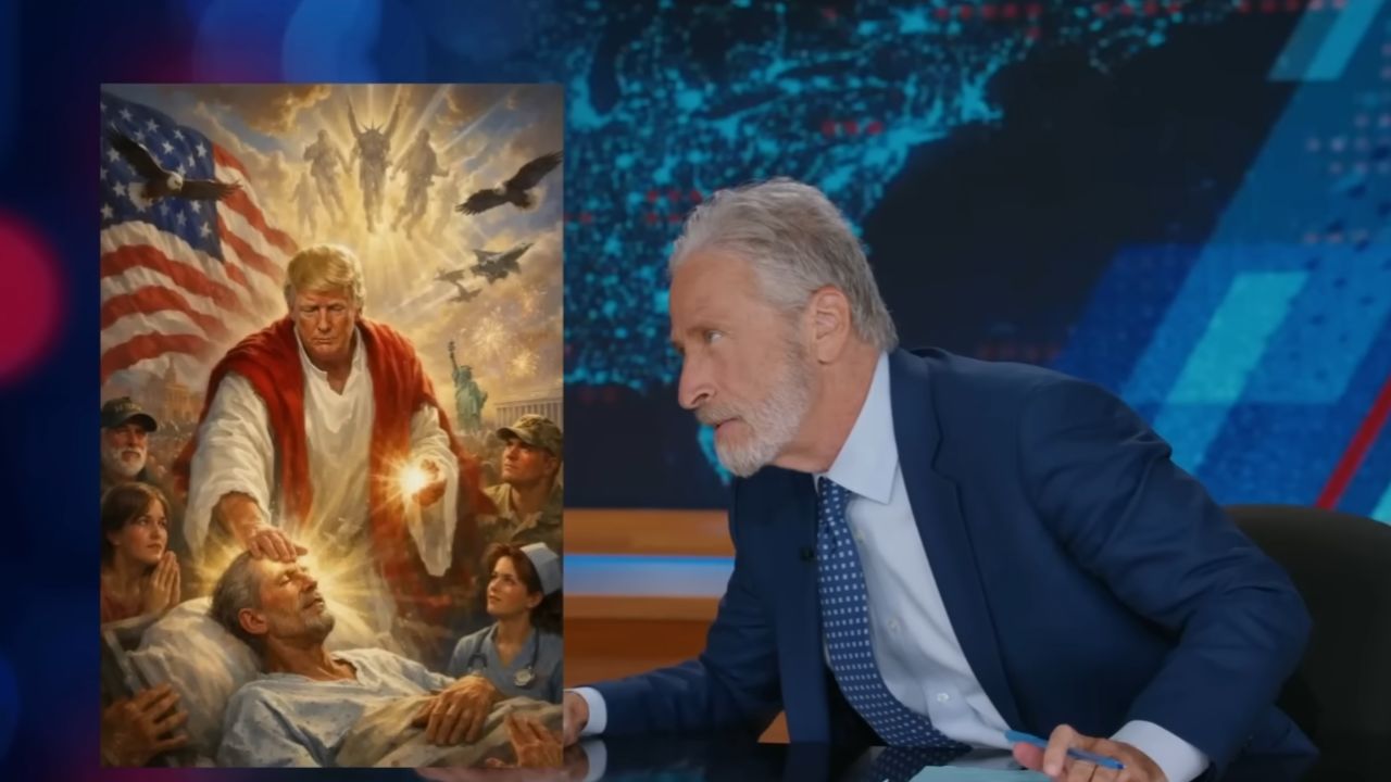 Jon Stewart est surpris de constater que l’homme « guéri » par Trump grâce à l’IA lui ressemble beaucoup