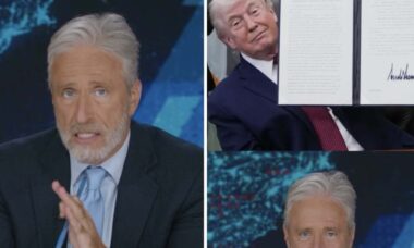 Jon Stewart indaga se Trump está sob efeito de drogas após assinatura "estranha" em nova lei