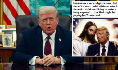 Trump publica nova foto gerada por IA ao lado de Jesus após acusação de “blasfêmia” (Foto: Truth Social)