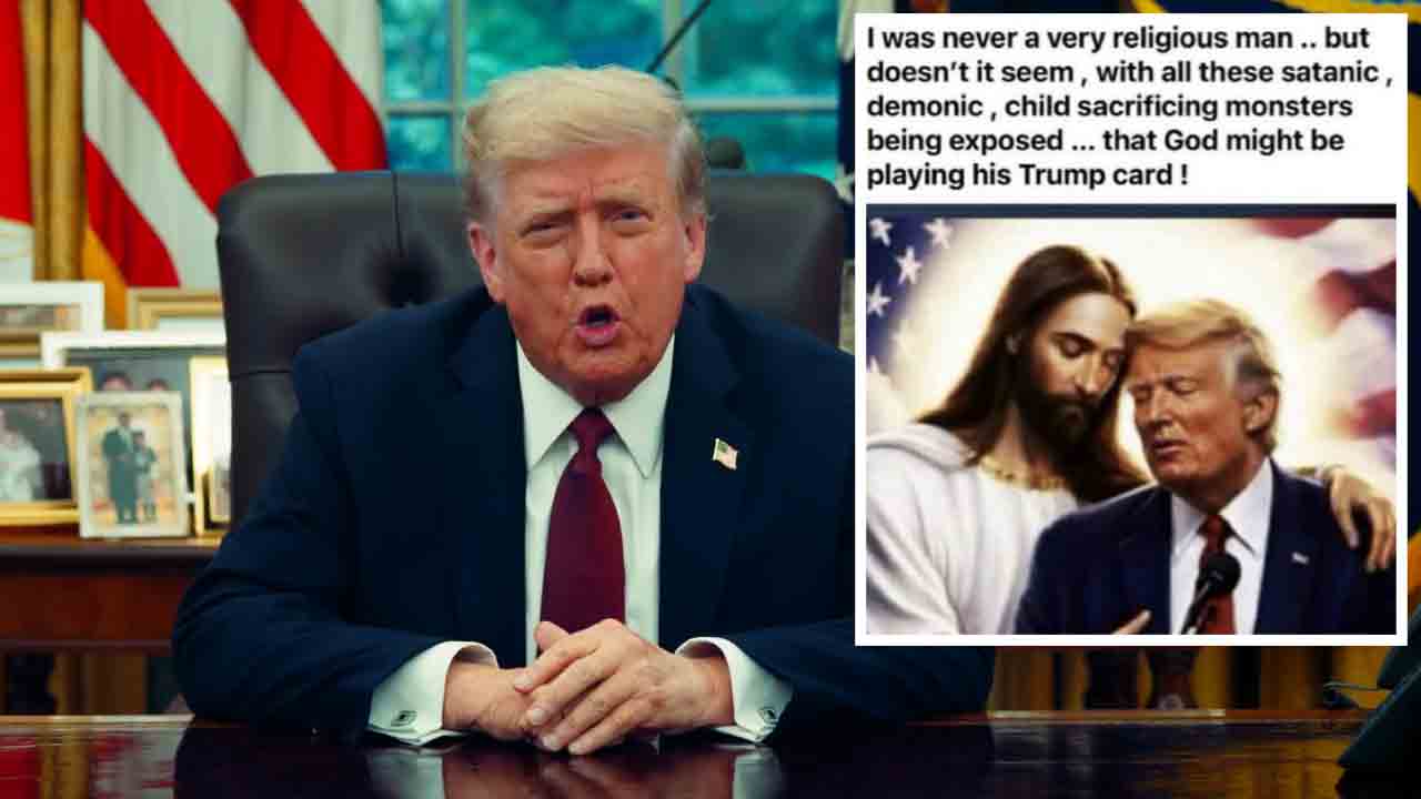 Trump deelt nieuwe door AI gegenereerde foto naast Jezus na beschuldiging van “godslastering” (Foto: Truth Social)