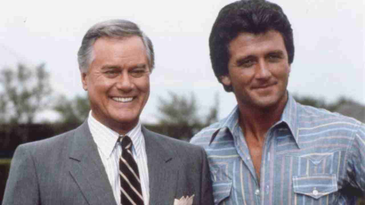 Patrick Duffy and Larry Hagman in Dallas - CBS reproduction