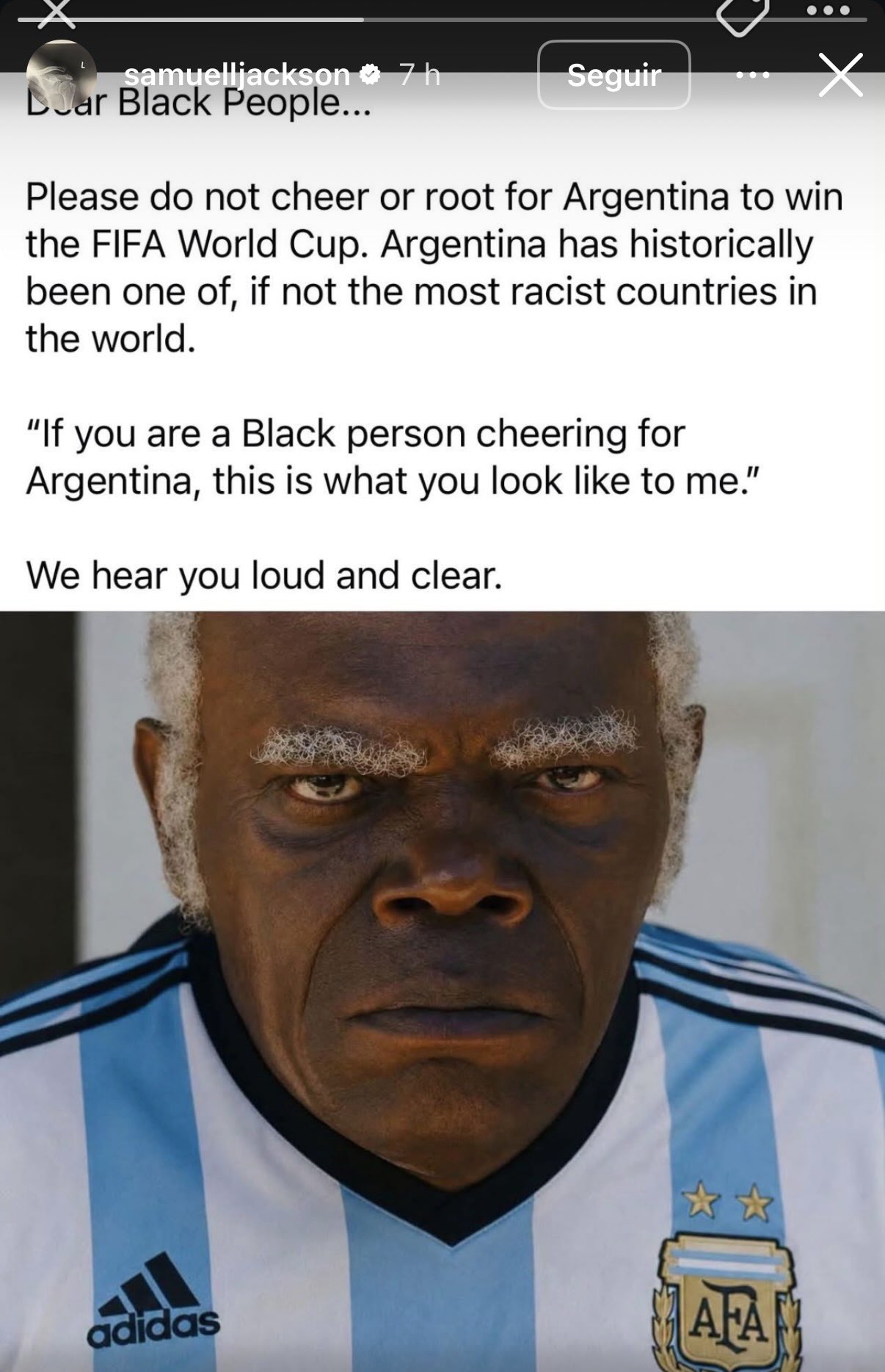 Samuel L. Jackson causa polêmica ao chamar Argentina de "um dos países mais racistas do mundo"