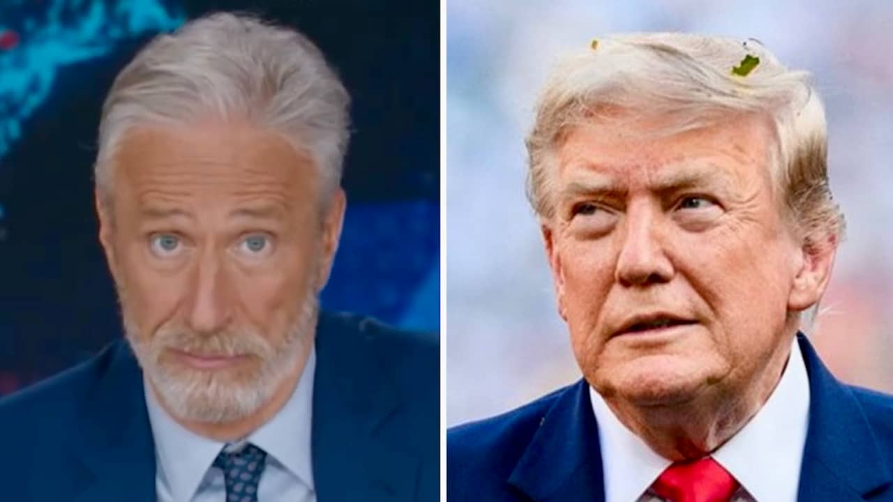 Jon Stewart se surpreende com "dublê de Trump" após ver sósia do presidente em vídeo