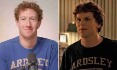 Mark Zuckerberg e Jesse Eisenberg - reprodução YouTube/Columbia Pictures