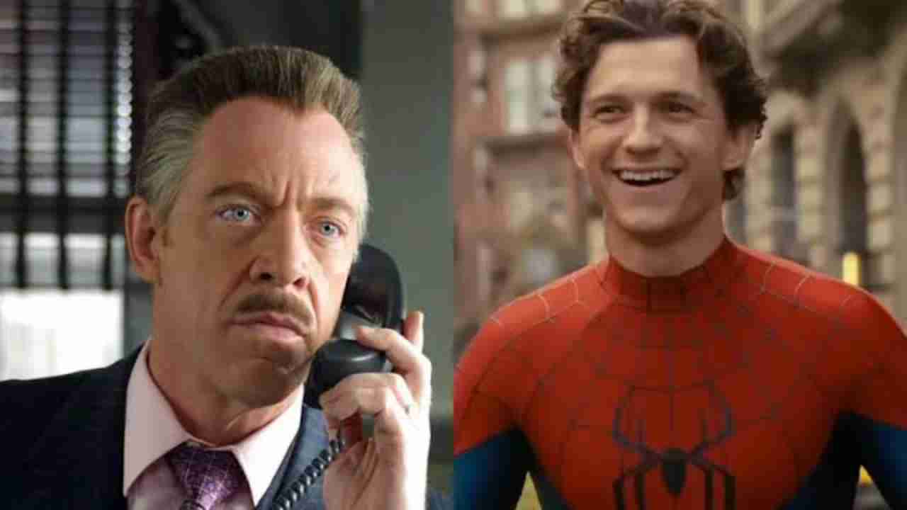 J.K. Simmons e Tom Holland - reprodução divulgação Columbia Pictures