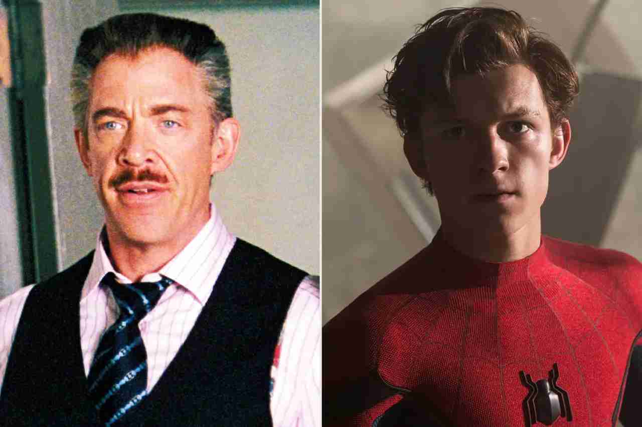 J.K. Simmons e Tom Holland - reprodução divulgação Columbia Pictures